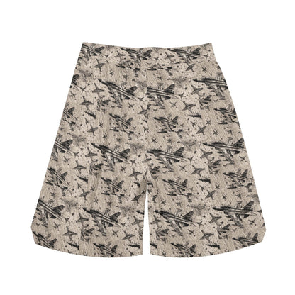 Men's Abstract Fighter Jets Mesh Shorts Sea Life Swim Trunks - DeRose Seasonal