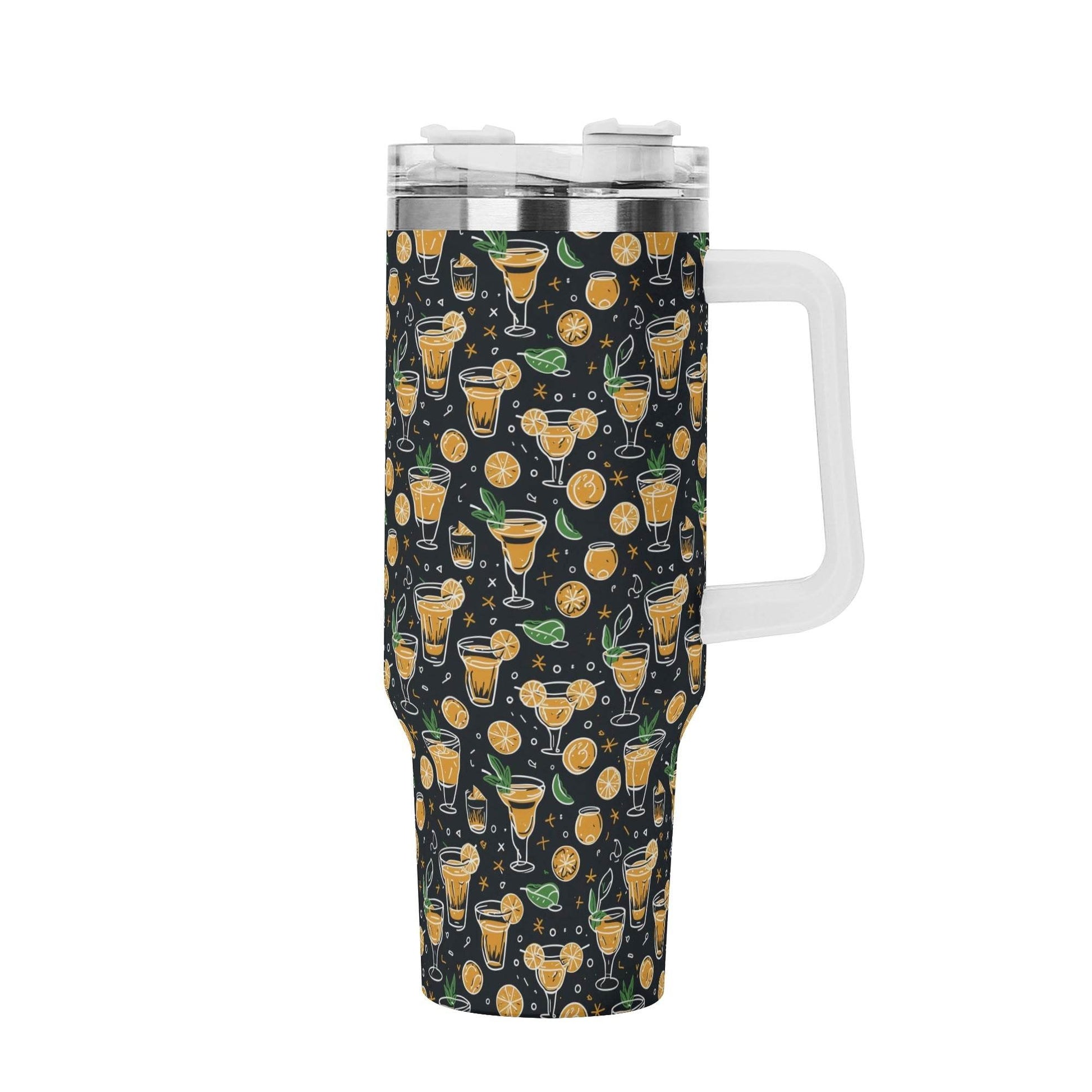 Gold Margarita 40oz Stainless Steel Tumbler Gift With White Handle and Straw - DeRose Seasonal