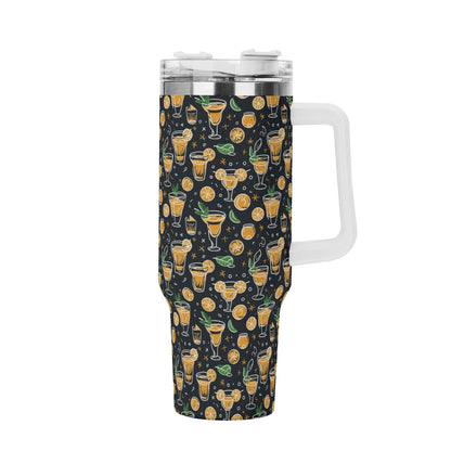 Gold Margarita 40oz Stainless Steel Tumbler Gift With White Handle and Straw - DeRose Seasonal