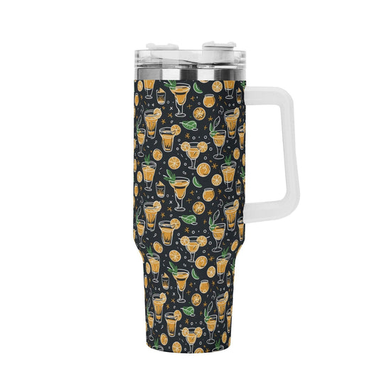 Gold Margarita 40oz Stainless Steel Tumbler Gift With White Handle and Straw - DeRose Seasonal