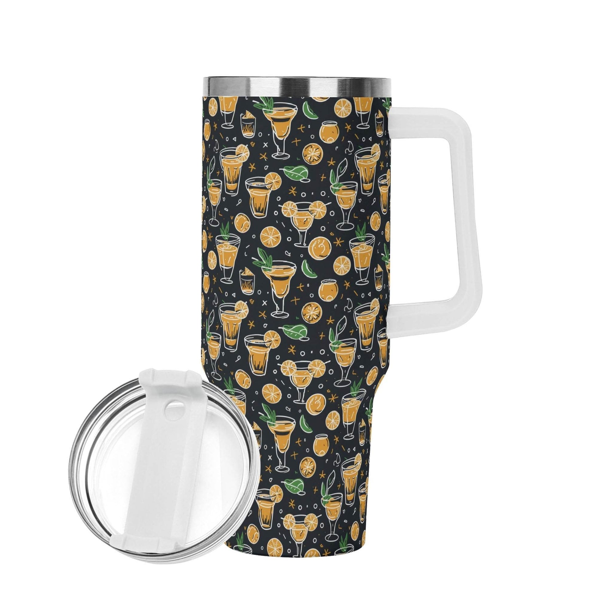 Gold Margarita 40oz Stainless Steel Tumbler Gift With White Handle and Straw - DeRose Seasonal