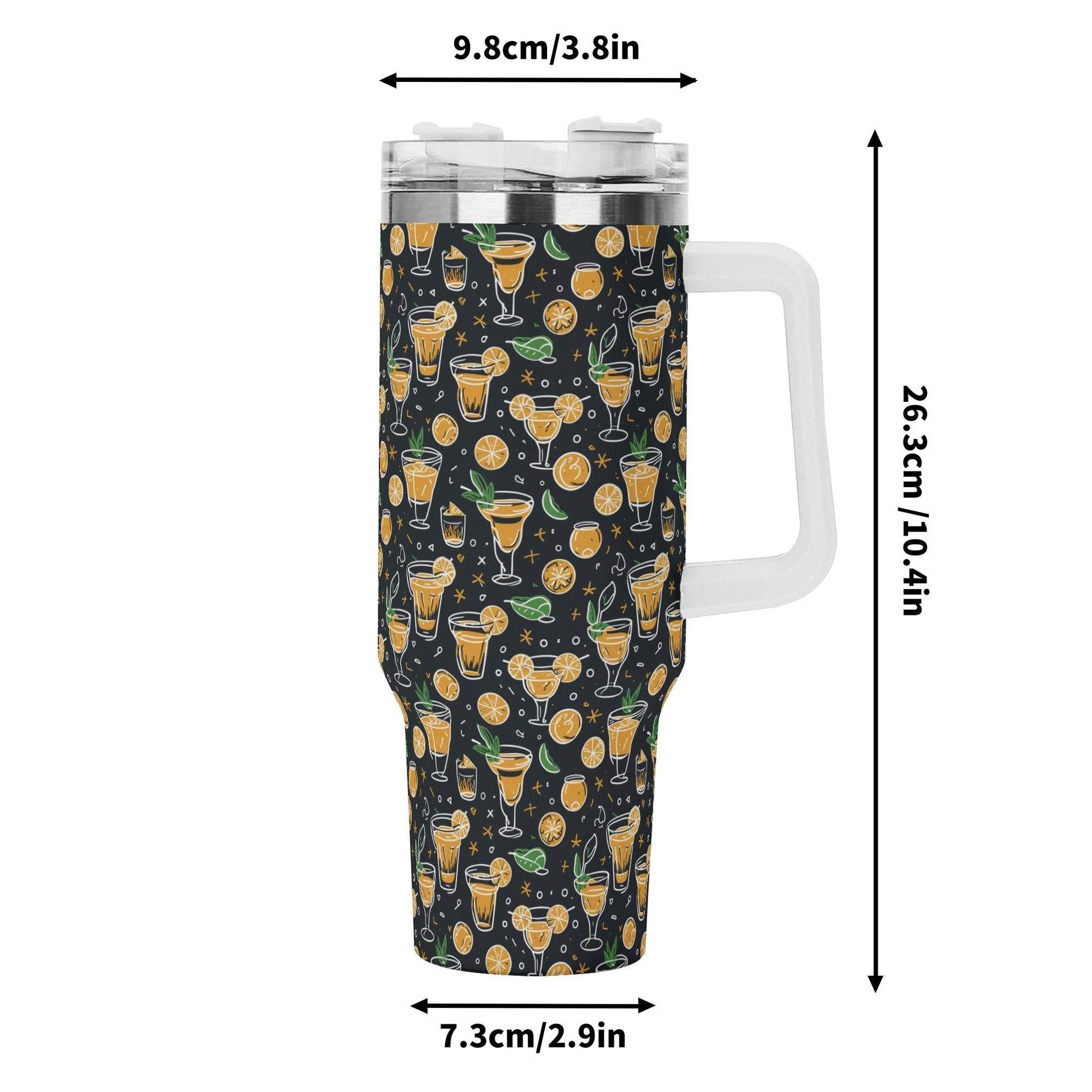 Gold Margarita 40oz Stainless Steel Tumbler Gift With White Handle and Straw - DeRose Seasonal