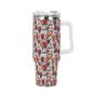 Wine Dining 40oz Stainless Steel Tumbler Gift With White Handle and Straw - DeRose Seasonal