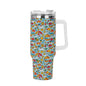 Fun of a Beach 40oz Stainless Steel Tumbler Gift With White Handle and Straw - DeRose Seasonal