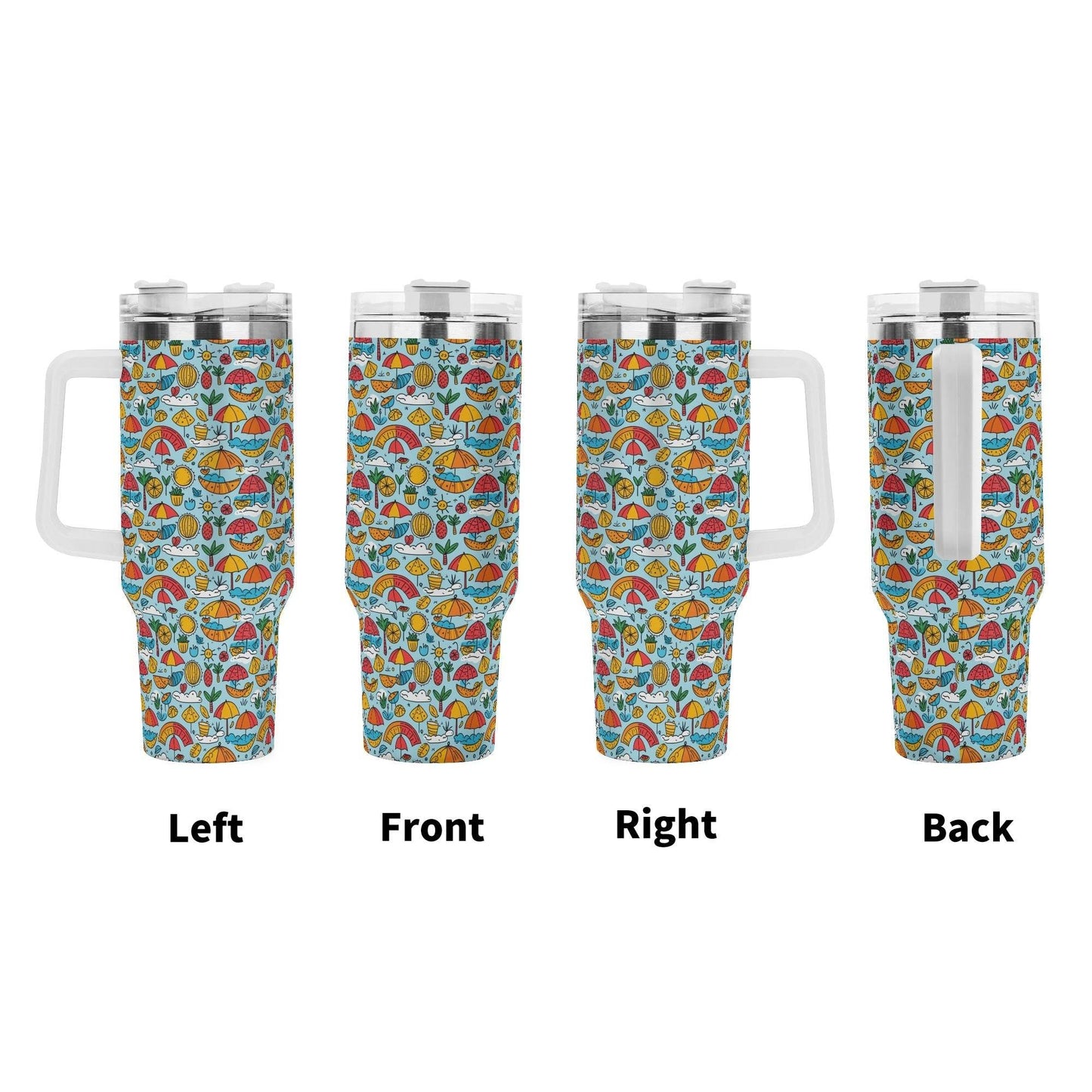 Fun of a Beach 40oz Stainless Steel Tumbler Gift With White Handle and Straw - DeRose Seasonal