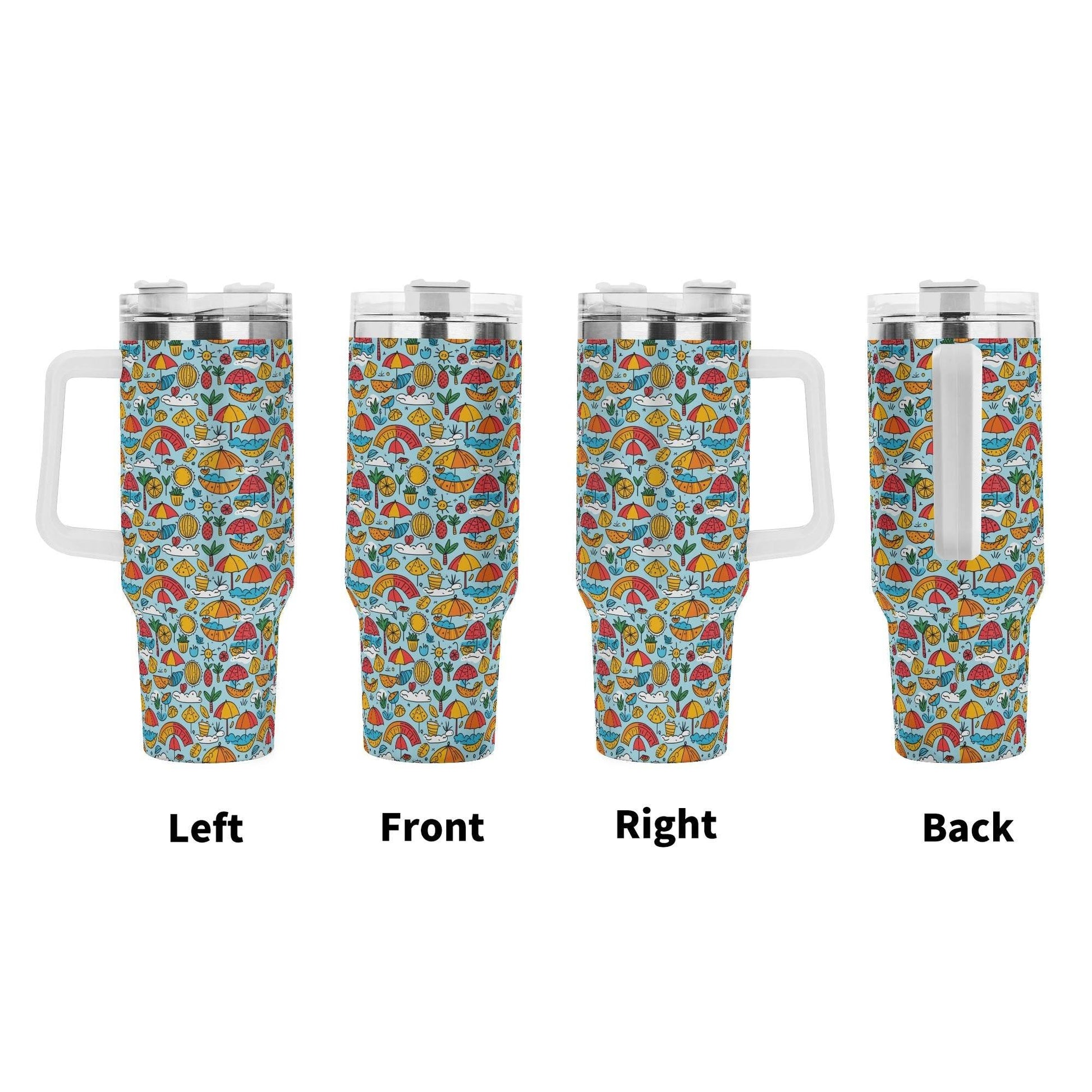 Fun of a Beach 40oz Stainless Steel Tumbler Gift With White Handle and Straw - DeRose Seasonal