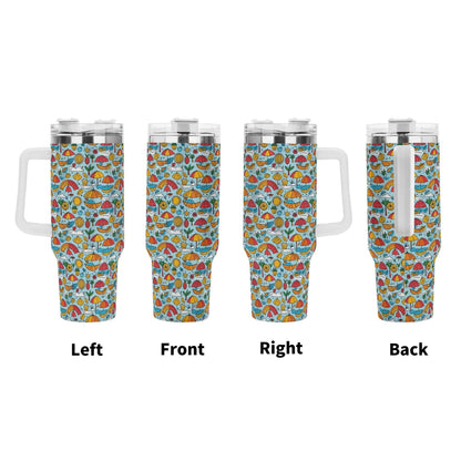 Fun of a Beach 40oz Stainless Steel Tumbler Gift With White Handle and Straw - DeRose Seasonal