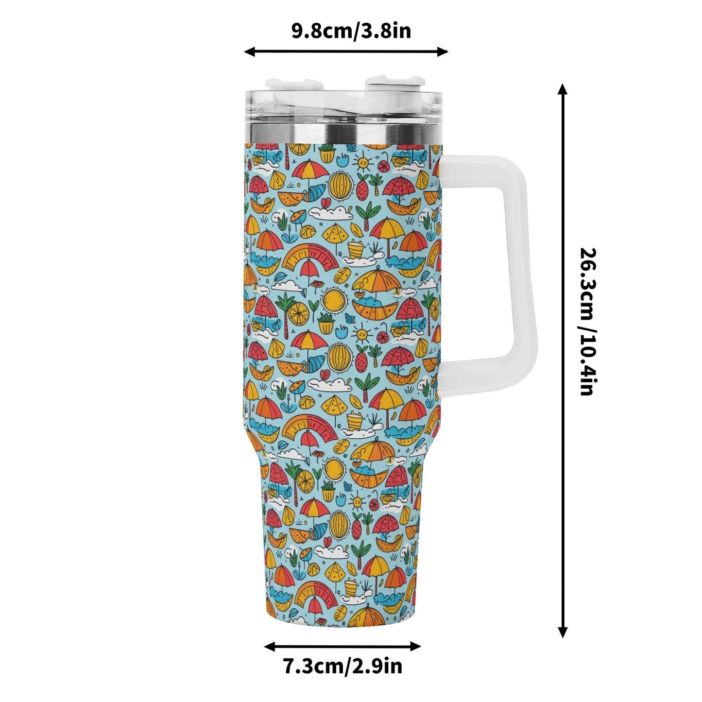 Fun of a Beach 40oz Stainless Steel Tumbler Gift With White Handle and Straw - DeRose Seasonal