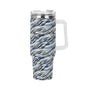 Ocean Lines 40oz Stainless Steel Tumbler Gift With White Handle and Straw - DeRose Seasonal