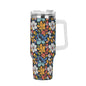 Bright Flowers 40oz Stainless Steel Tumbler Gift With White Handle and Straw - DeRose Seasonal