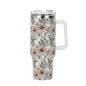 Japan Floral 40oz Stainless Steel Tumbler Gift With White Handle and Straw - DeRose Seasonal