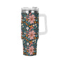 Wild Flowers 40oz Stainless Steel Tumbler Gift With White Handle and Straw - DeRose Seasonal