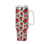 Red Roses 40oz Stainless Steel Tumbler Gift With White Handle and Straw - DeRose Seasonal