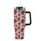 Red Roses 40oz Stainless Steel Tumbler Gift With Black Handle and Straw - DeRose Seasonal