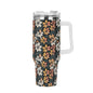 Field of Flowers 40oz Stainless Steel Tumbler Gift With White Handle and Straw - DeRose Seasonal