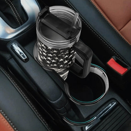 Battered Flag 40oz Stainless Steel Tumbler Gift With Black Handle and Straw - DeRose Seasonal