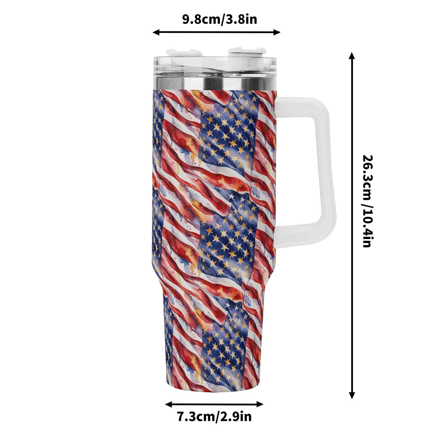 USA Proud 40oz Stainless Steel Tumbler Gift With White Handle and Straw - DeRose Seasonal