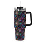 Sharp Fireworks 40oz Stainless Steel Tumbler Gift With Black Handle and Straw - DeRose Seasonal