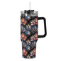 Freedom Fireworks 40oz Stainless Steel Tumbler Gift With Black Handle and Straw - DeRose Seasonal