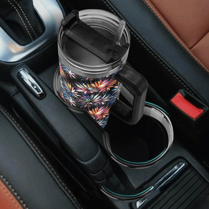 Freedom Fireworks 40oz Stainless Steel Tumbler Gift With Black Handle and Straw - DeRose Seasonal
