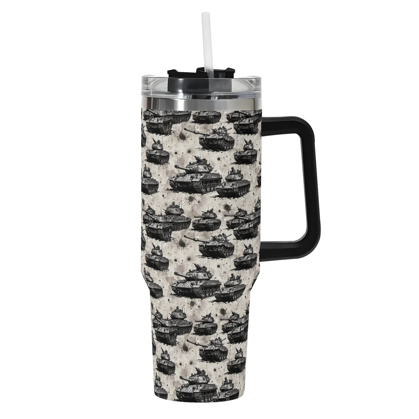 Tanks 40oz Stainless Steel Tumbler Gift With Black Handle and Straw - DeRose Seasonal