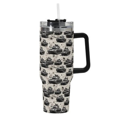 Tanks 40oz Stainless Steel Tumbler Gift With Black Handle and Straw - DeRose Seasonal