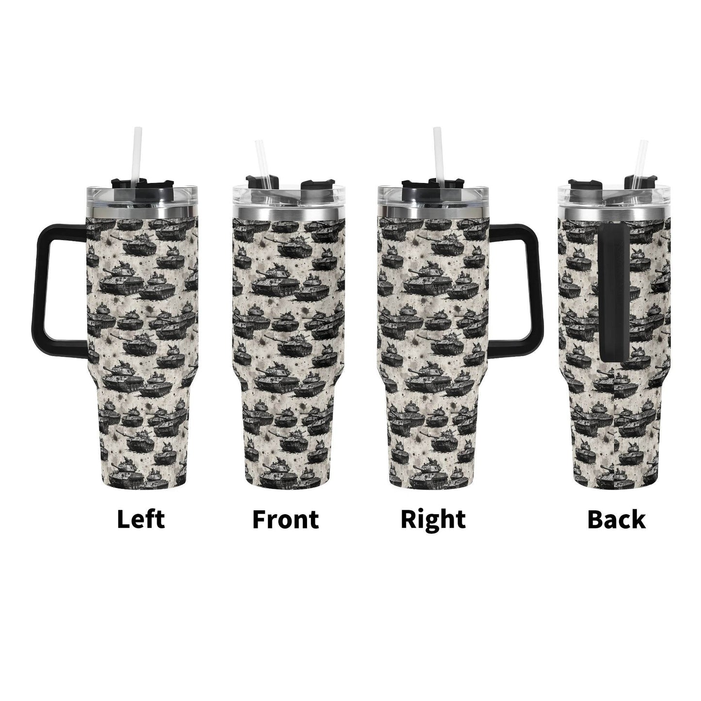 Tanks 40oz Stainless Steel Tumbler Gift With Black Handle and Straw - DeRose Seasonal