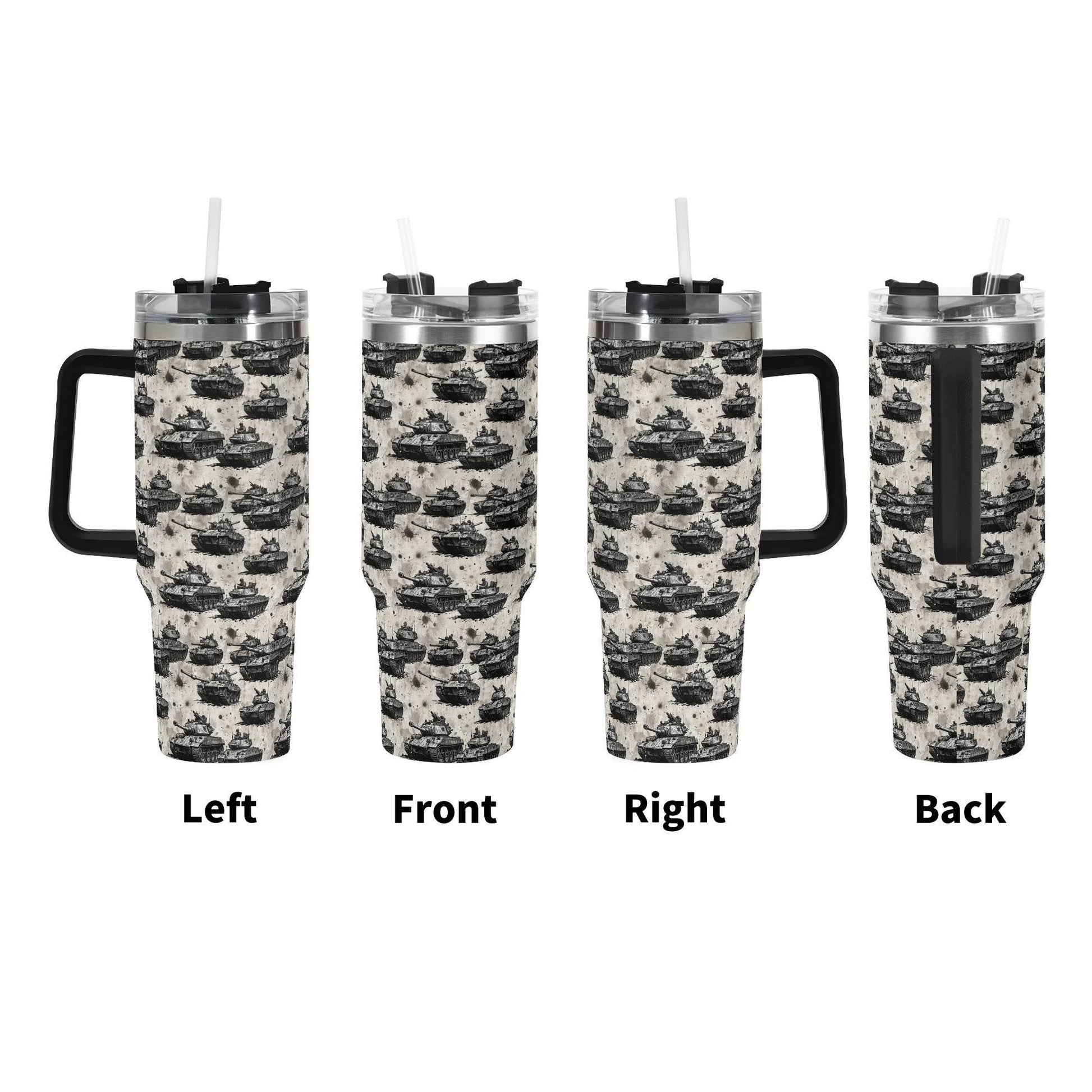 Tanks 40oz Stainless Steel Tumbler Gift With Black Handle and Straw - DeRose Seasonal