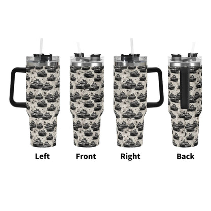 Tanks 40oz Stainless Steel Tumbler Gift With Black Handle and Straw - DeRose Seasonal