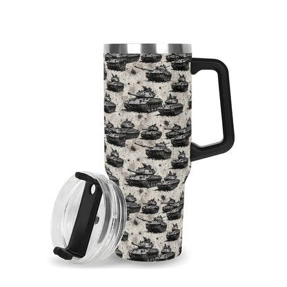 Tanks 40oz Stainless Steel Tumbler Gift With Black Handle and Straw - DeRose Seasonal