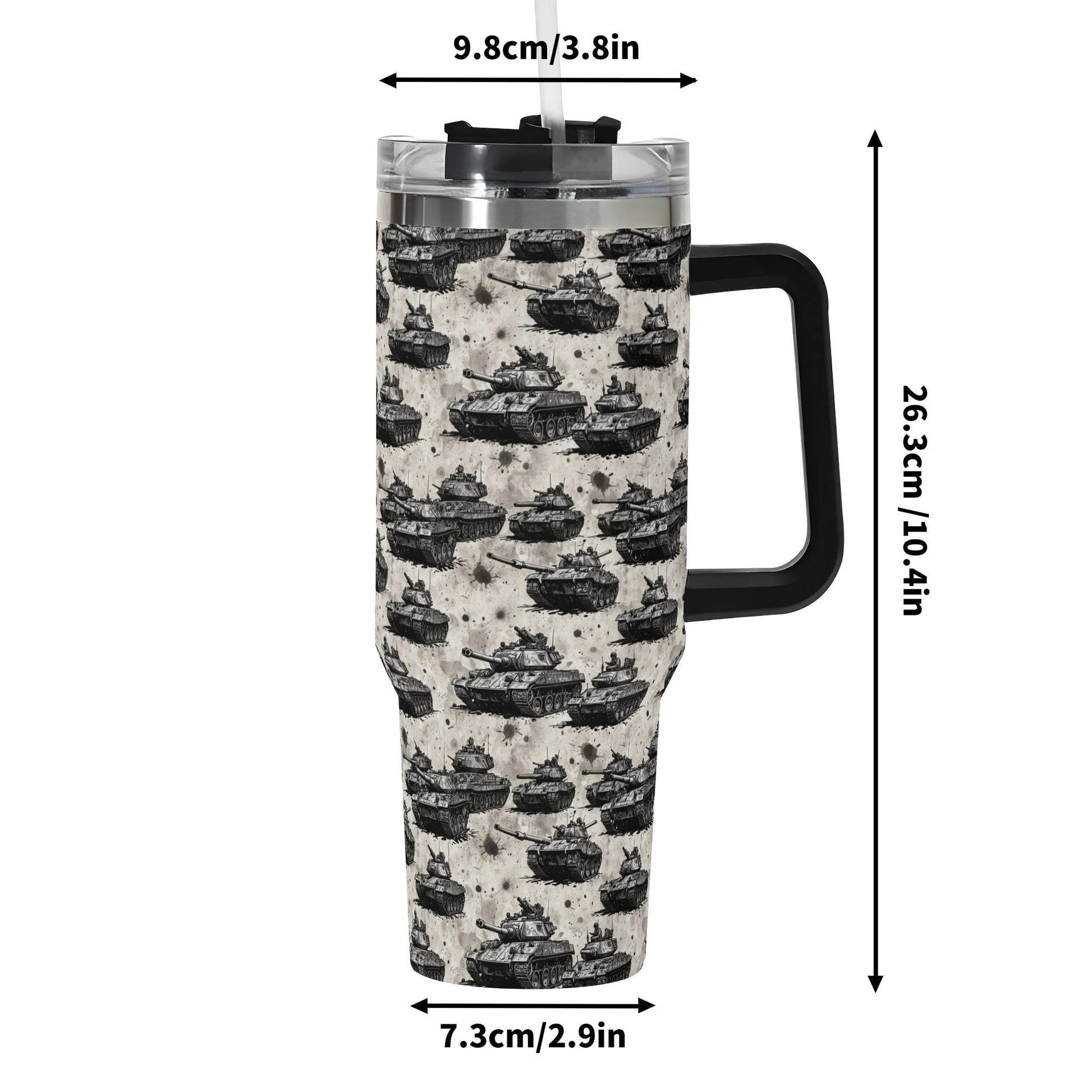Tanks 40oz Stainless Steel Tumbler Gift With Black Handle and Straw - DeRose Seasonal