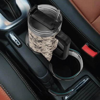 Abstract Jets 40oz Stainless Steel Tumbler Gift With Black Handle and Straw - DeRose Seasonal