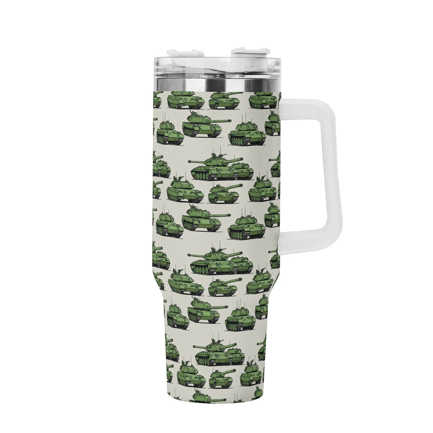Comic Tanks 40oz Stainless Steel Tumbler Gift With White Handle and Straw - DeRose Seasonal
