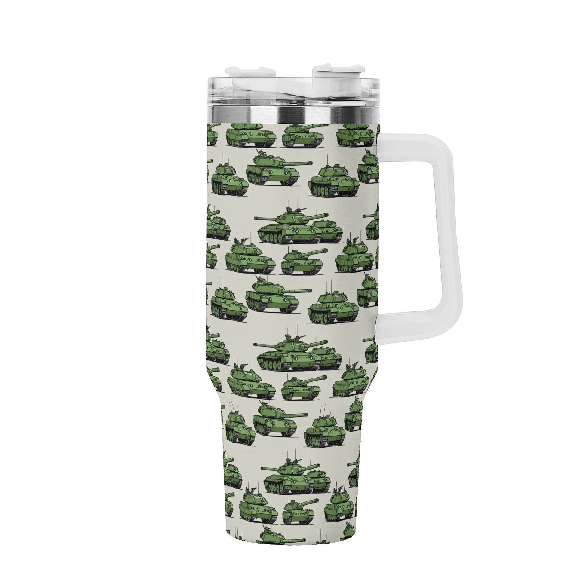 Comic Tanks 40oz Stainless Steel Tumbler Gift With White Handle and Straw - DeRose Seasonal