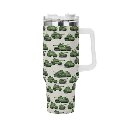 Comic Tanks 40oz Stainless Steel Tumbler Gift With White Handle and Straw - DeRose Seasonal