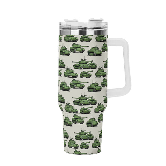 Comic Tanks 40oz Stainless Steel Tumbler Gift With White Handle and Straw - DeRose Seasonal
