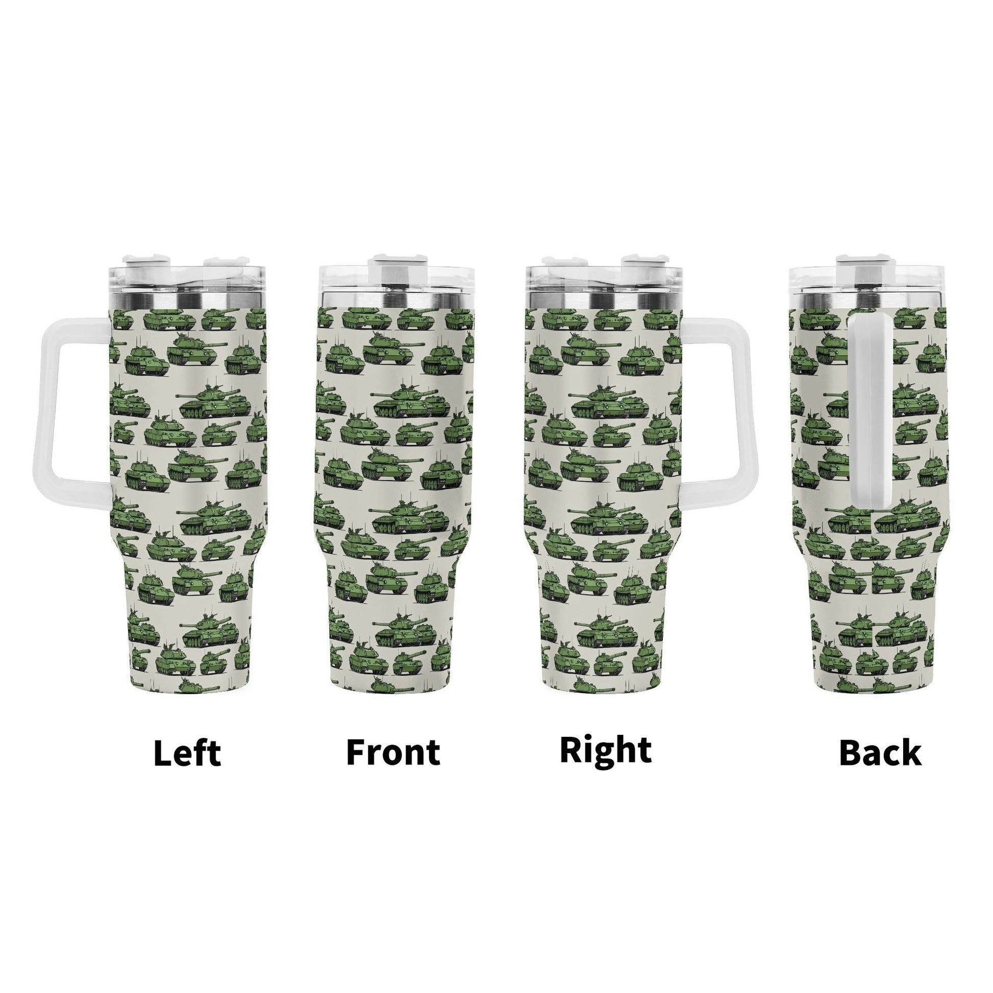 Comic Tanks 40oz Stainless Steel Tumbler Gift With White Handle and Straw - DeRose Seasonal