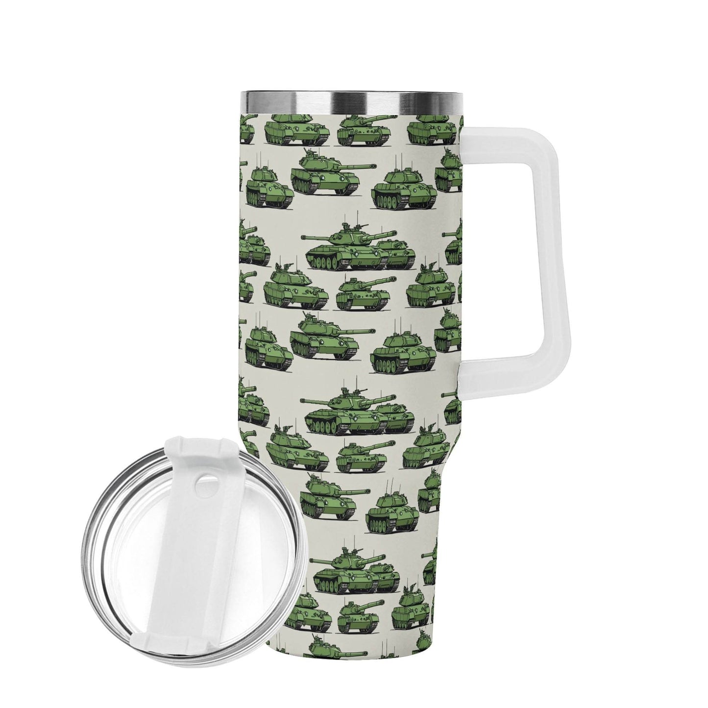 Comic Tanks 40oz Stainless Steel Tumbler Gift With White Handle and Straw - DeRose Seasonal