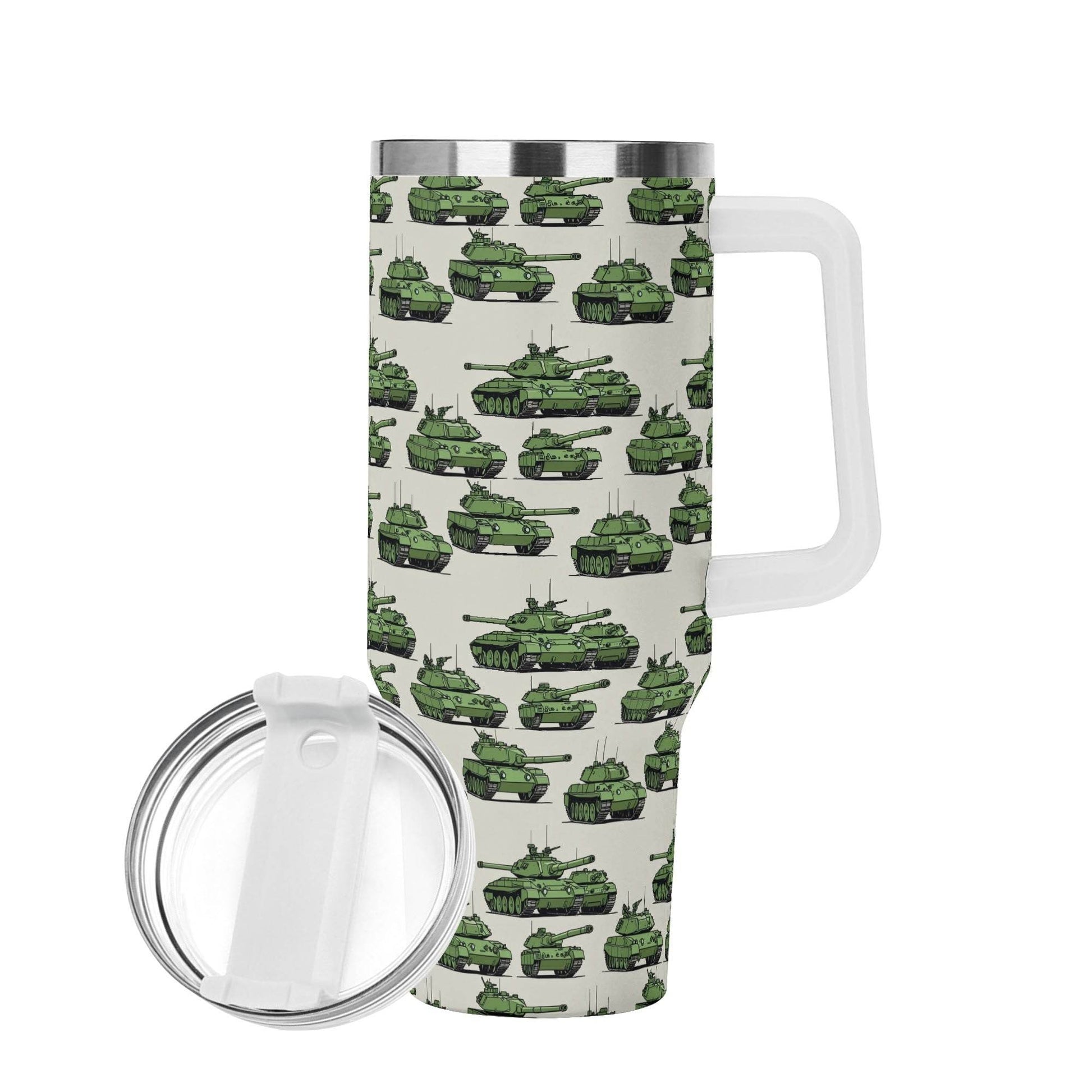 Comic Tanks 40oz Stainless Steel Tumbler Gift With White Handle and Straw - DeRose Seasonal