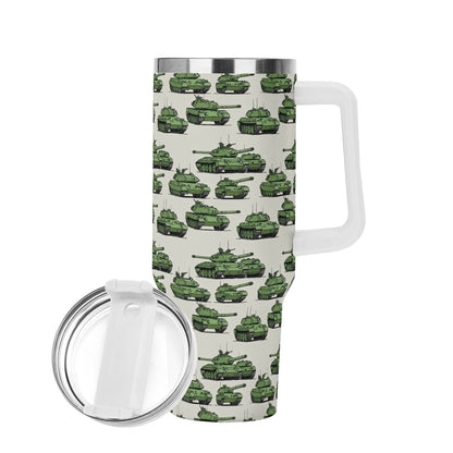 Comic Tanks 40oz Stainless Steel Tumbler Gift With White Handle and Straw - DeRose Seasonal