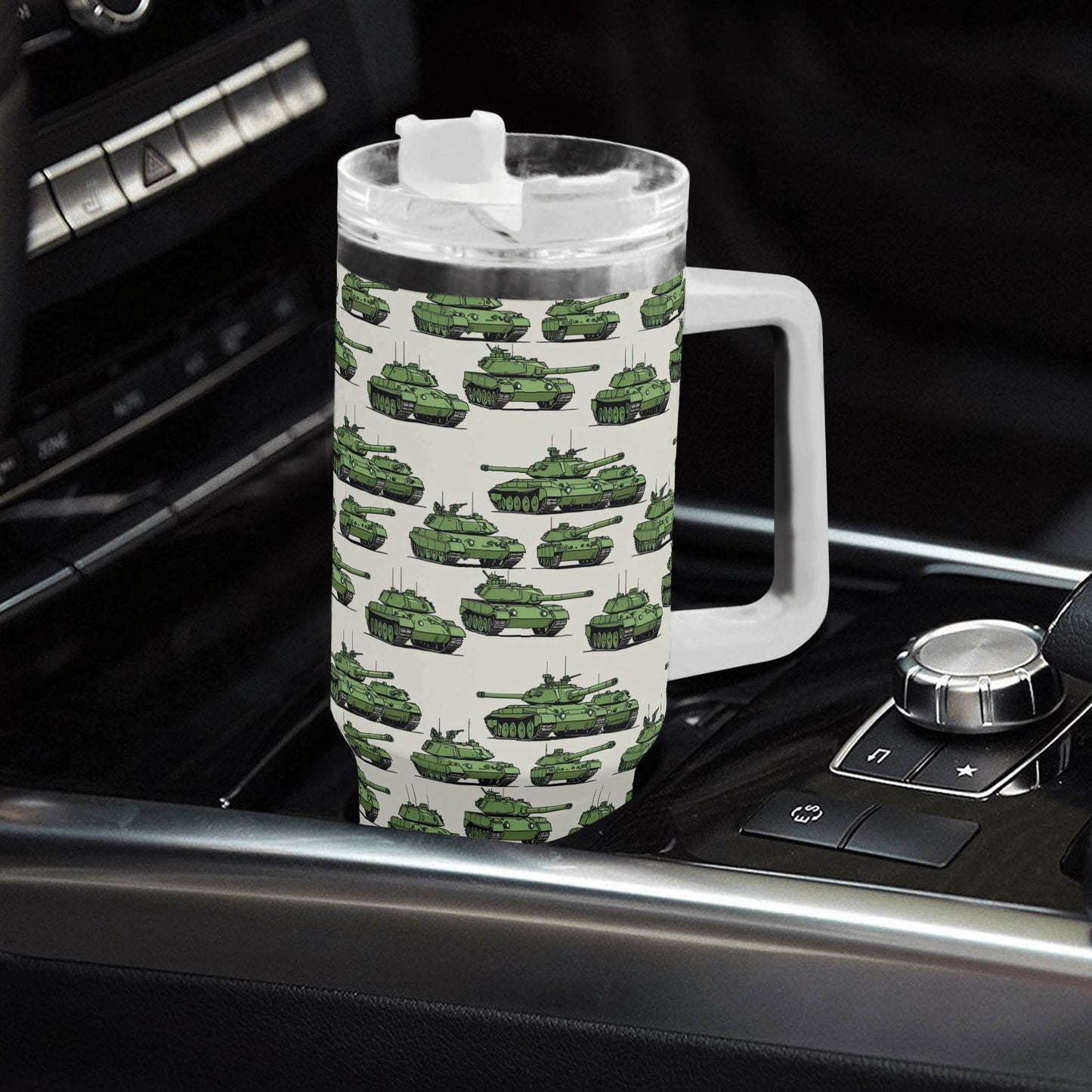 Comic Tanks 40oz Stainless Steel Tumbler Gift With White Handle and Straw - DeRose Seasonal