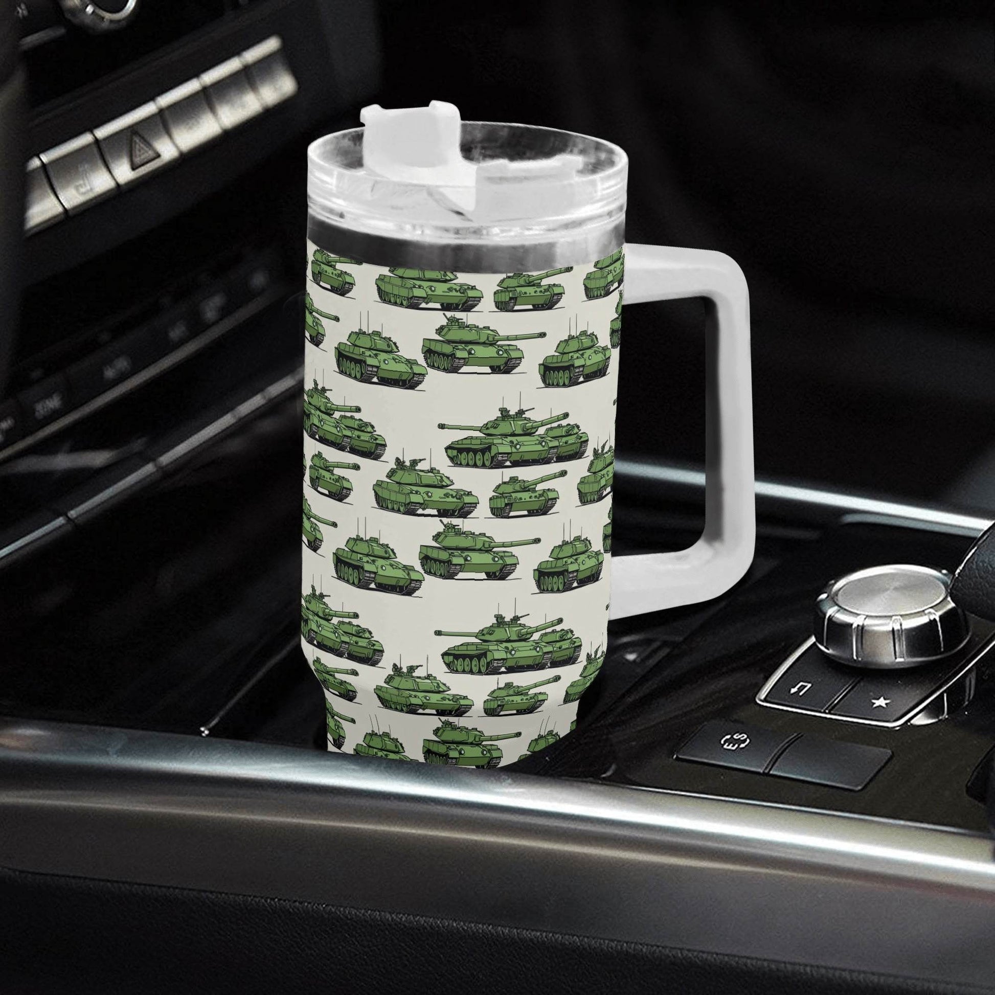Comic Tanks 40oz Stainless Steel Tumbler Gift With White Handle and Straw - DeRose Seasonal
