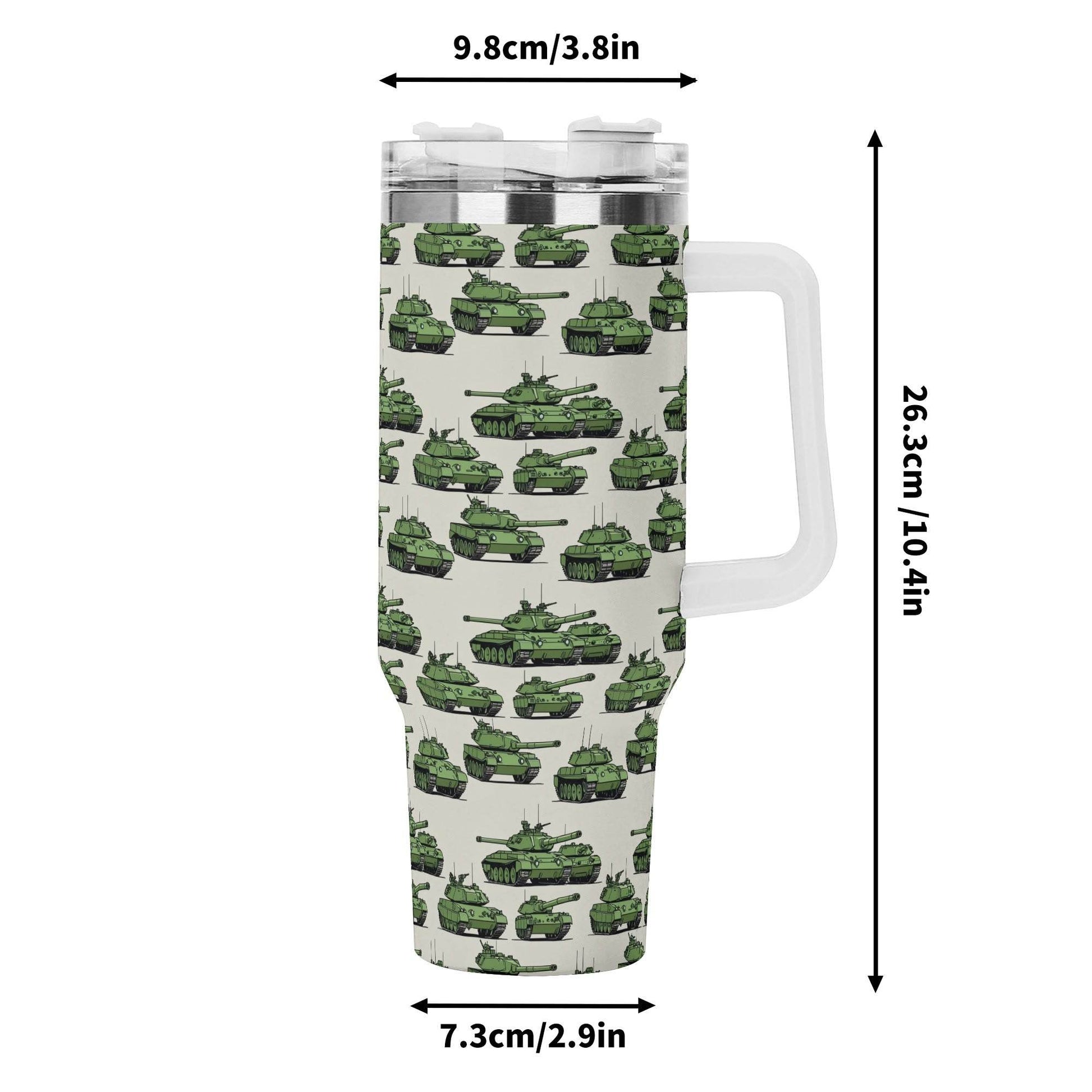 Comic Tanks 40oz Stainless Steel Tumbler Gift With White Handle and Straw - DeRose Seasonal