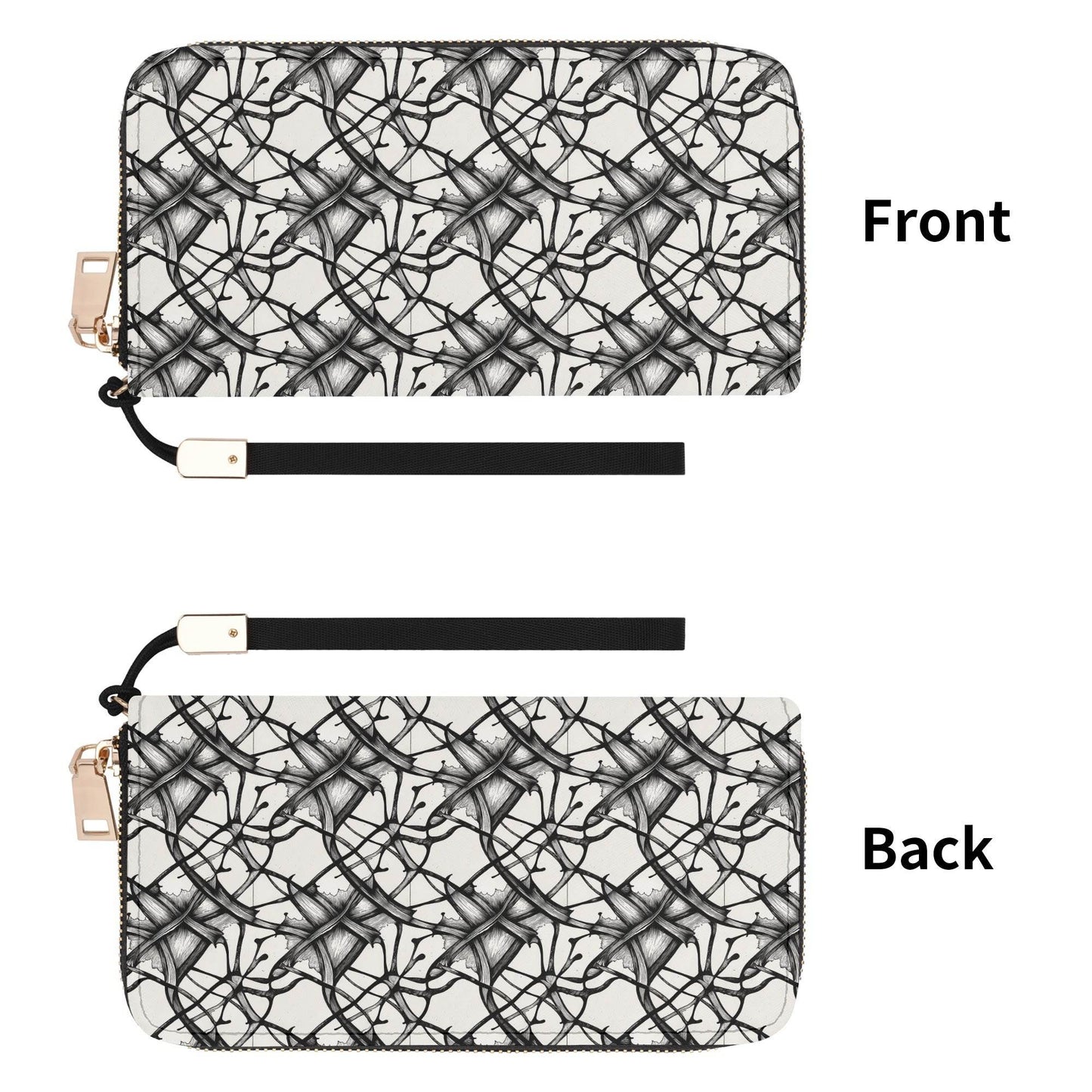 Floral Ink Women's Leather Zipper Wristlet Wallet - DeRose Seasonal