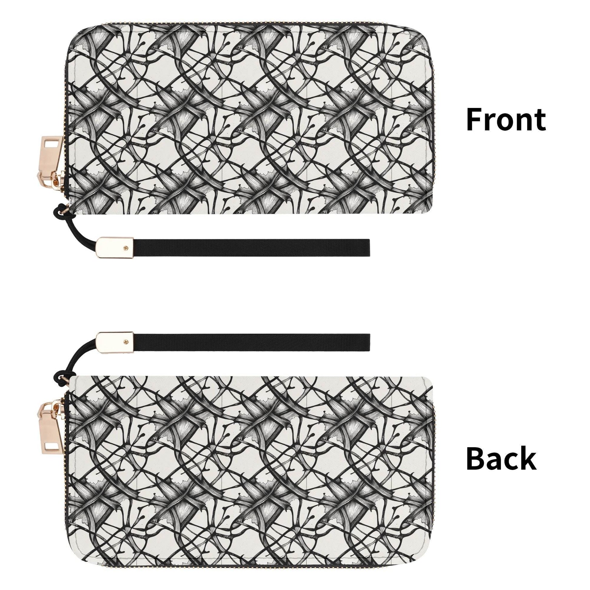 Floral Ink Women's Leather Zipper Wristlet Wallet - DeRose Seasonal