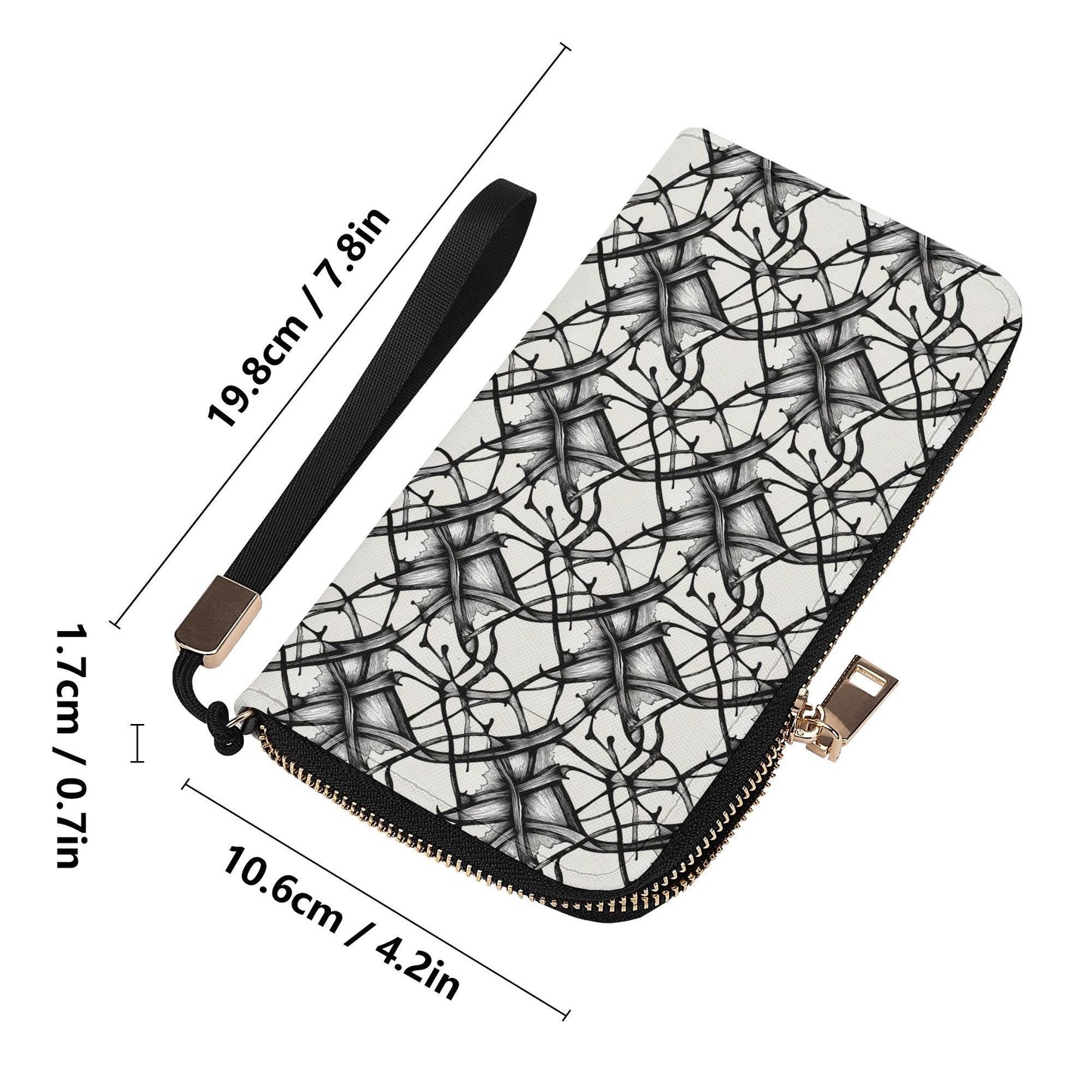 Floral Ink Women's Leather Zipper Wristlet Wallet - DeRose Seasonal
