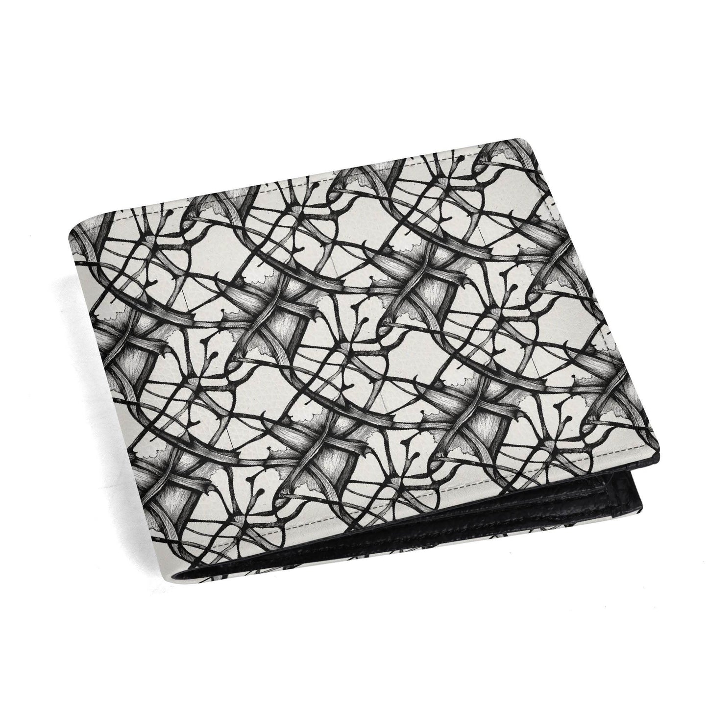 Floral Ink Leather Folded Men's Wallet - DeRose Seasonal