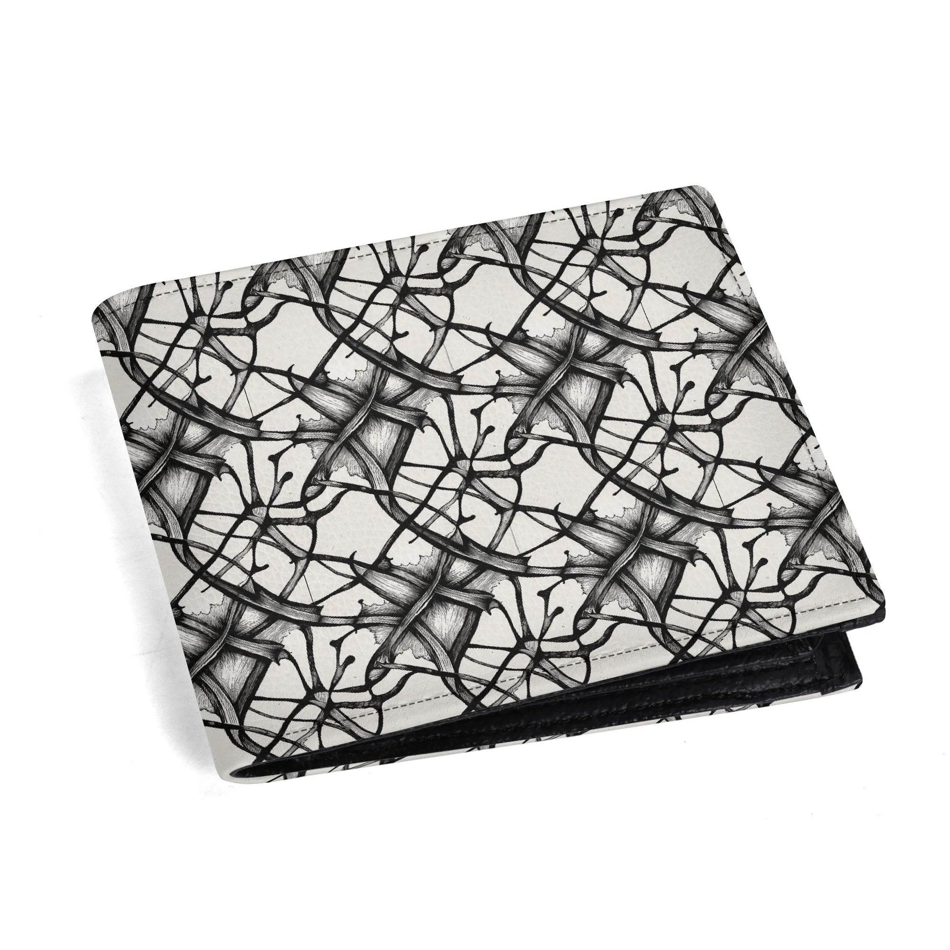 Floral Ink Leather Folded Men's Wallet - DeRose Seasonal