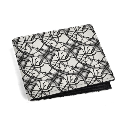 Floral Ink Leather Folded Men's Wallet - DeRose Seasonal