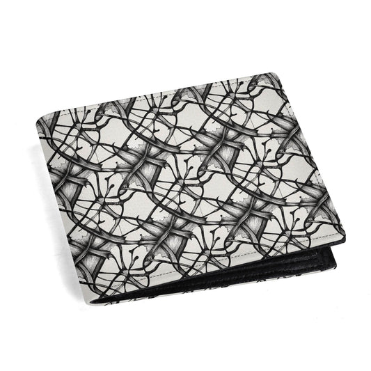 Floral Ink Leather Folded Men's Wallet - DeRose Seasonal